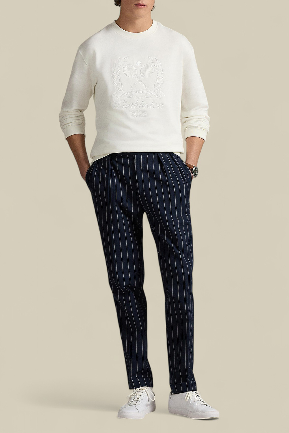 תמונת כל הלוק של פולו רלף לורן X ווימבלדון סווטשירט